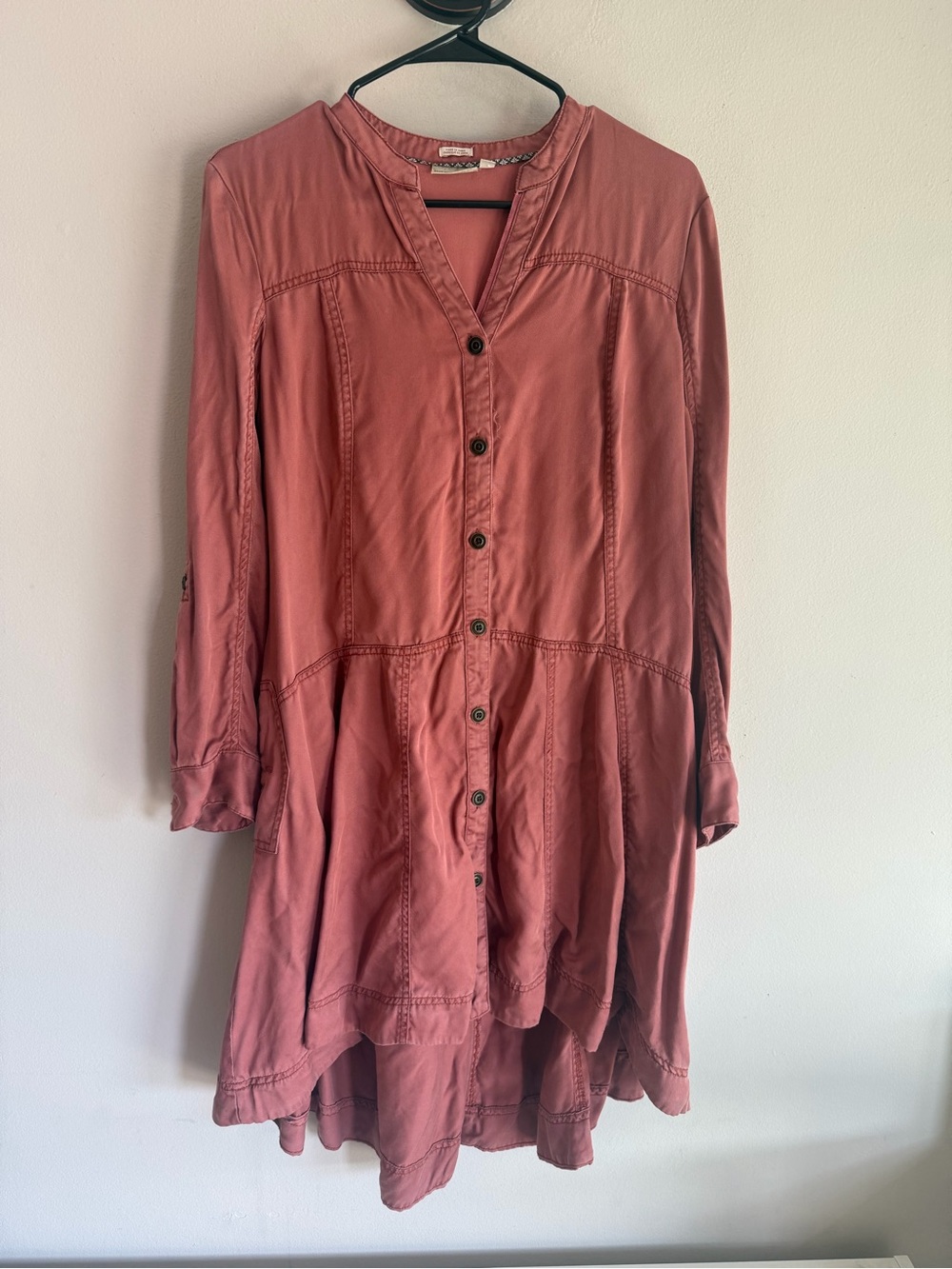 Anthropologie Holding Horses Terracotta Dusty Rose Shirt Dress Size 6